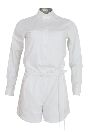 Enterizo tipo short con manga larga  color blanco