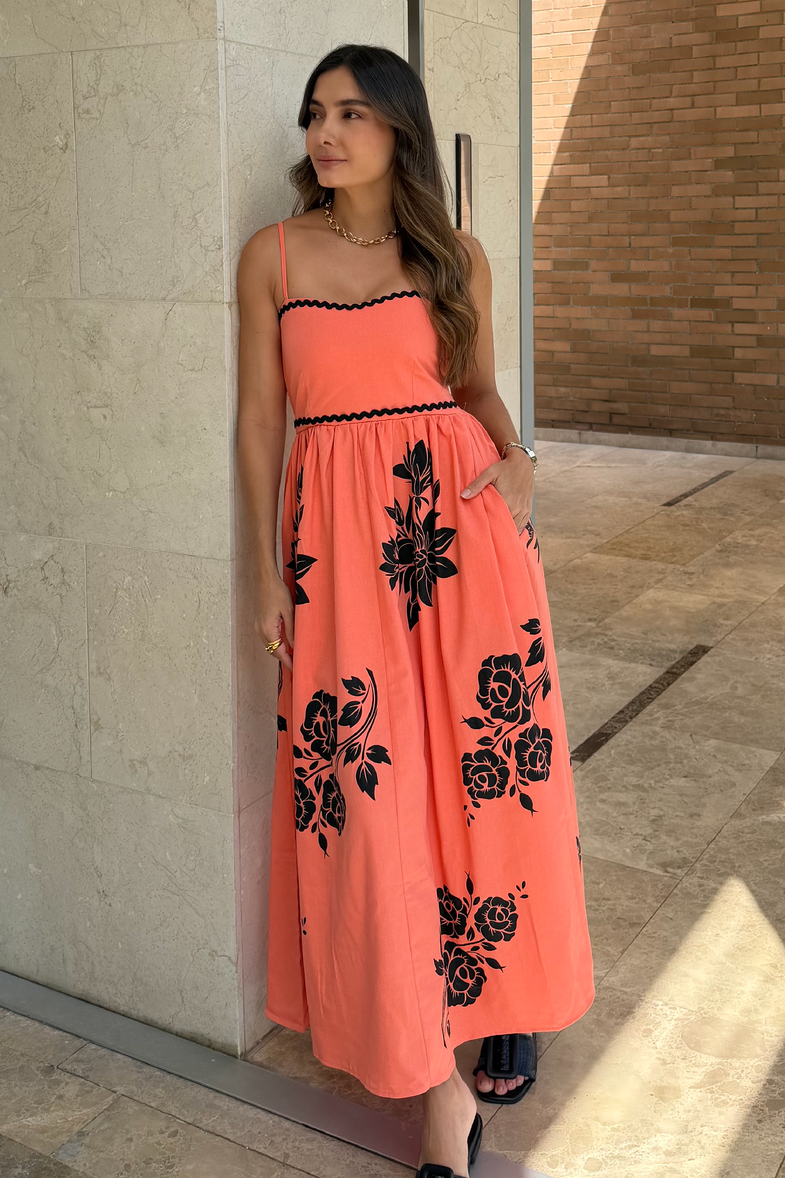 PTJ119110 vestido largo con tiras