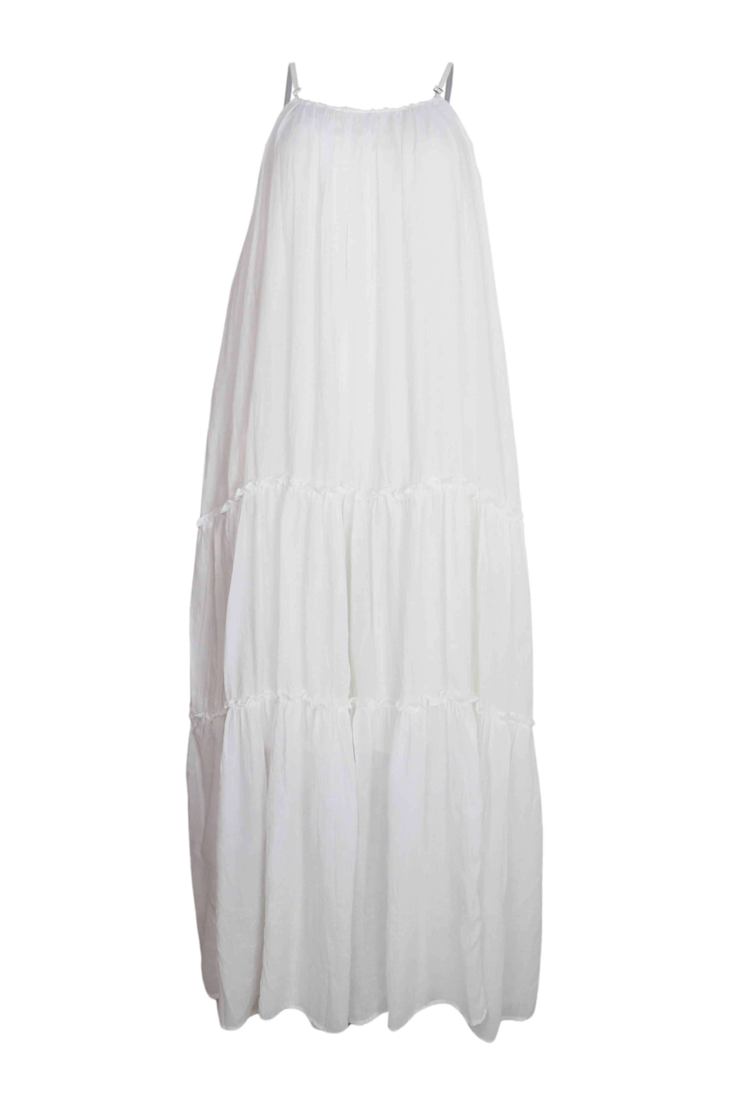 Hermoso vestito largo de tiras en hombros color blanco