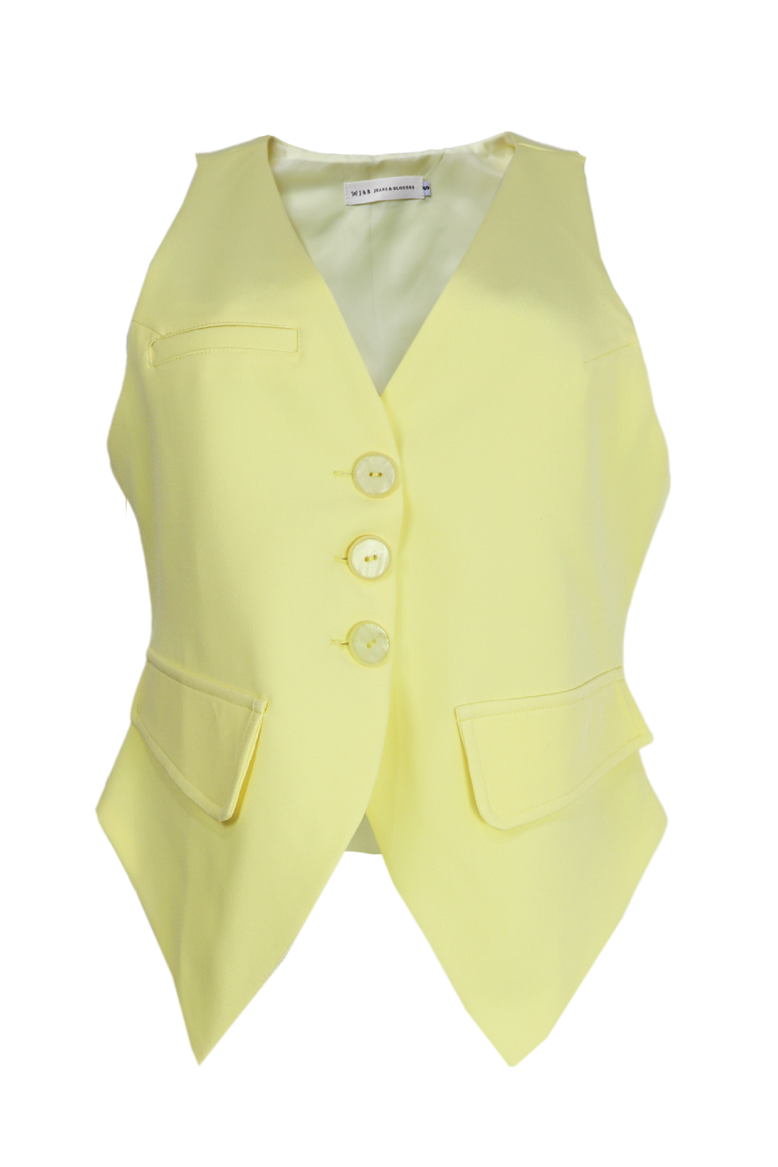 Chaleco con botones y bolsillos color amarillo