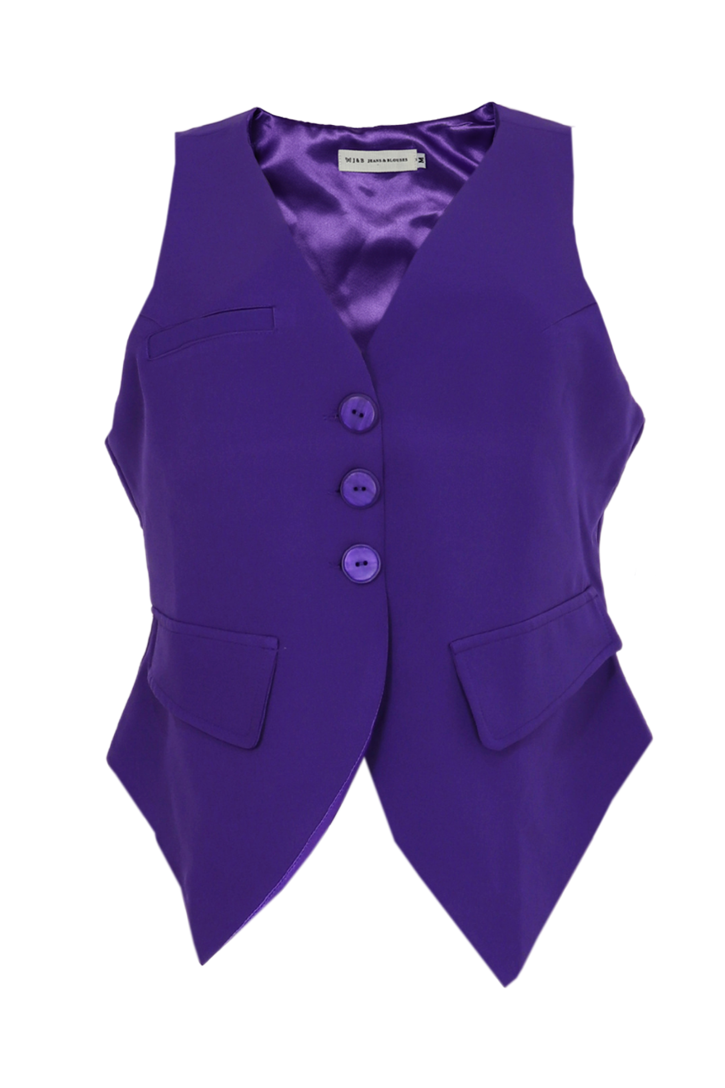 Chaleco con botones y bolsillos color morado