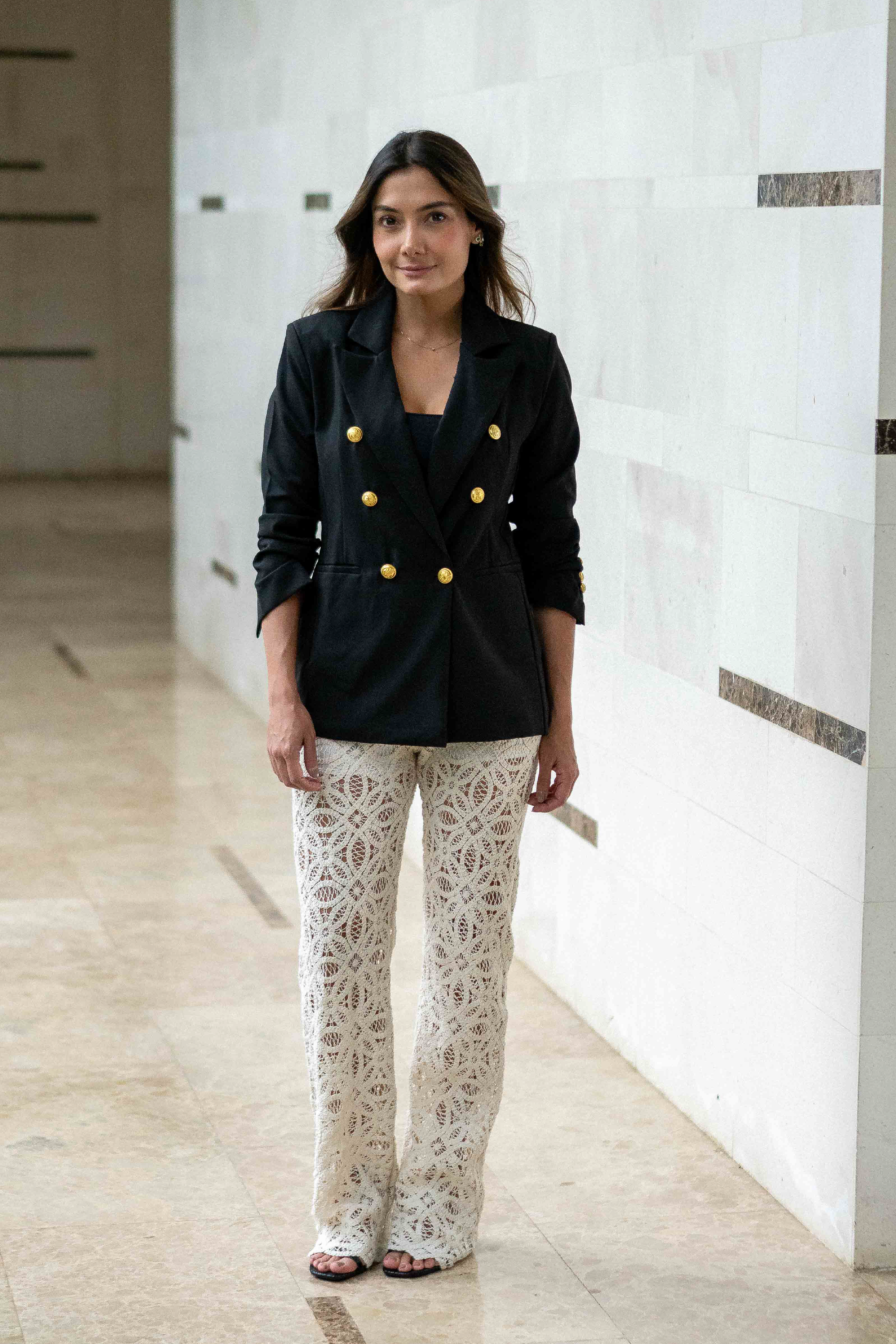 PTJ128512 blazer negro con botones