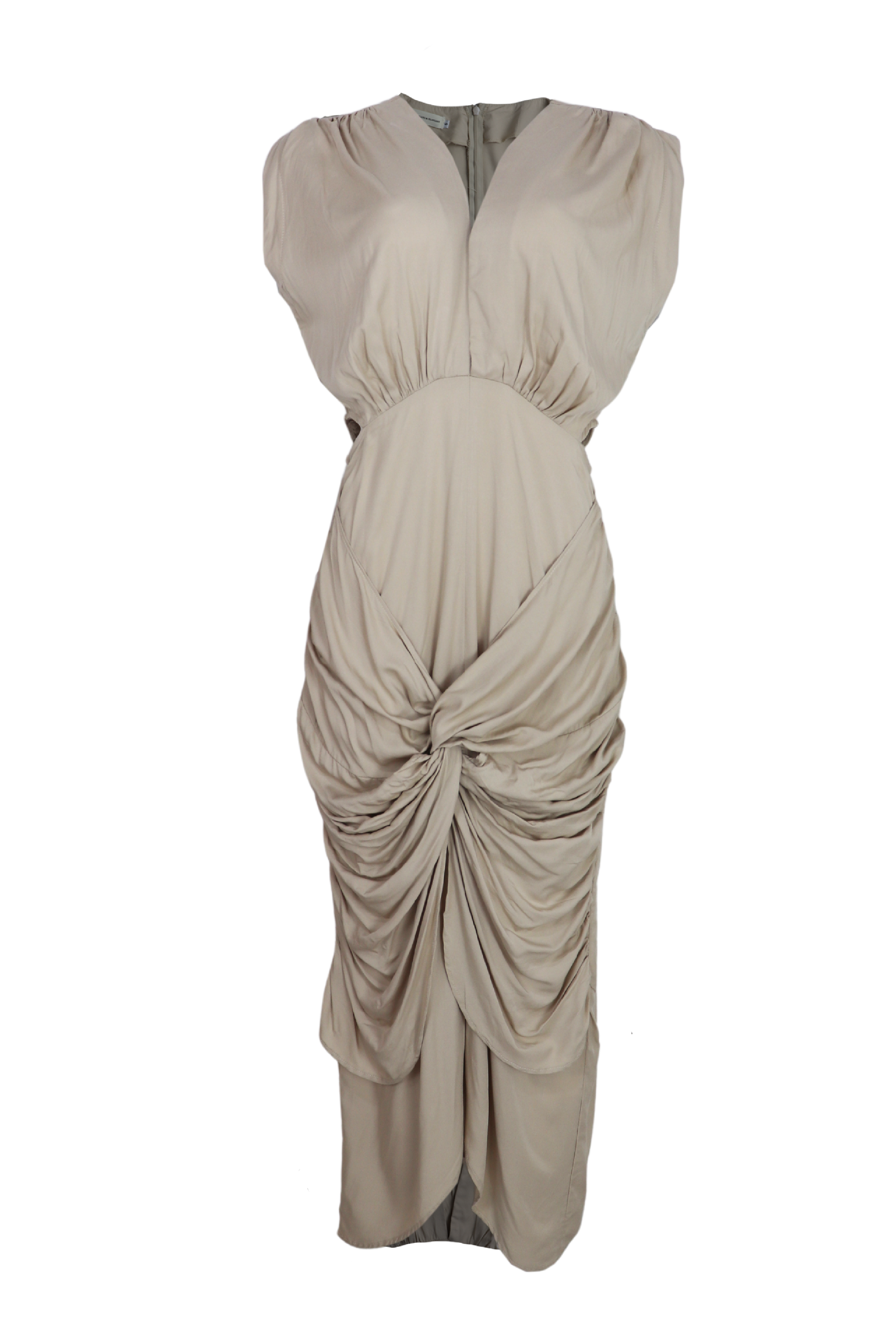 Vestido drapeado con corte cintura Nathy Morado