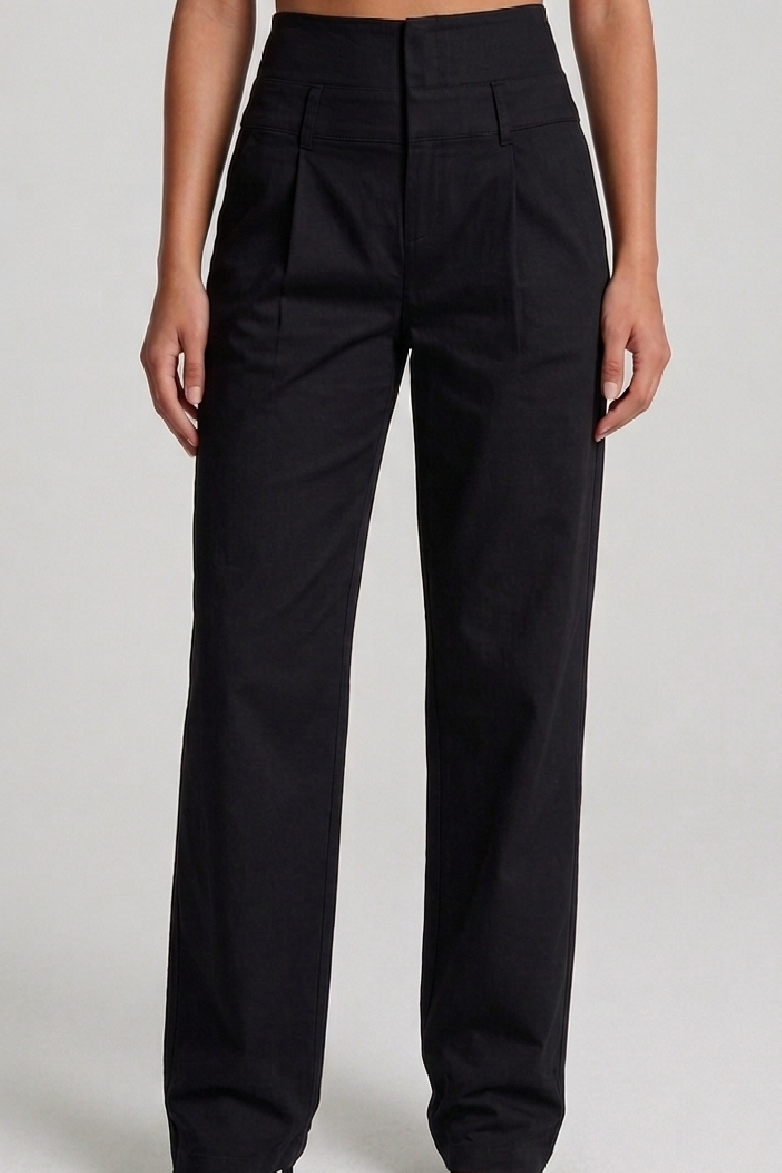 PTJ130111 pantalón negro doble pretina con bolsillos 