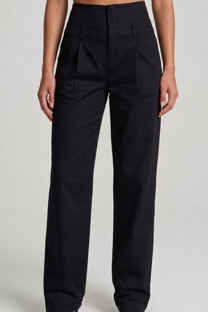 PTJ130111 pantalón negro doble pretina con bolsillos 