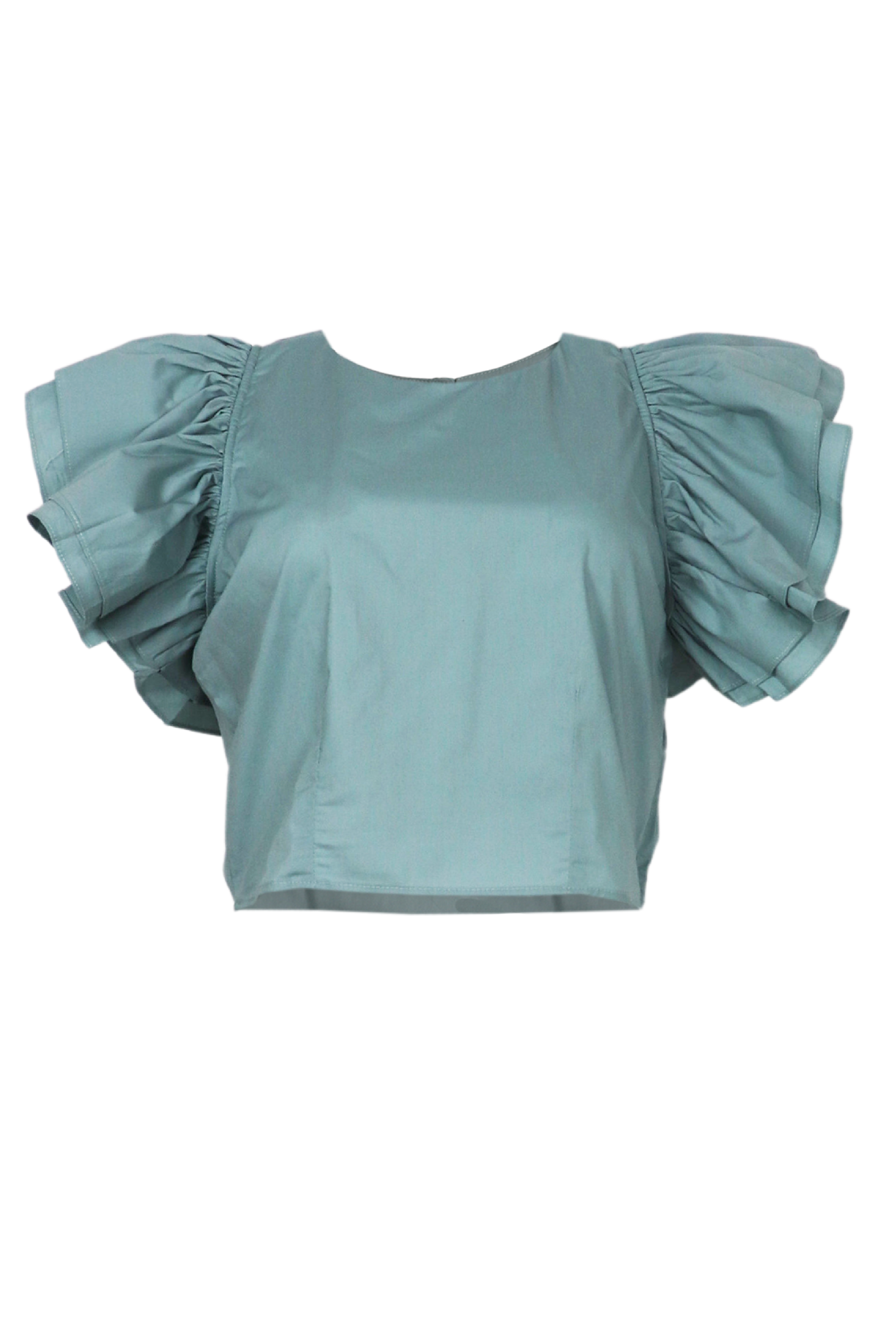 Camisa con bolero en mangas color verde agua