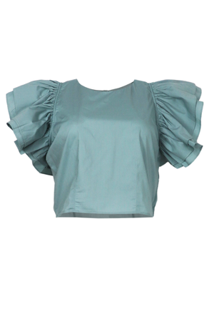 Camisa con bolero en mangas color verde agua