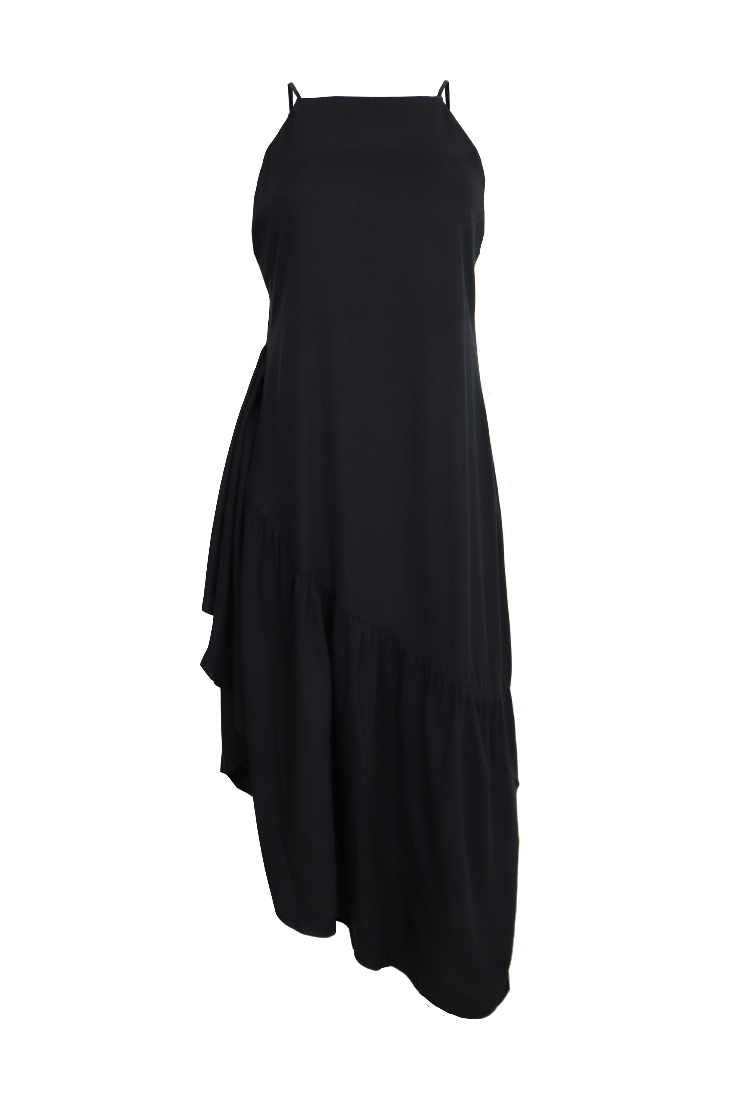 Vestido midi de tiras color negro