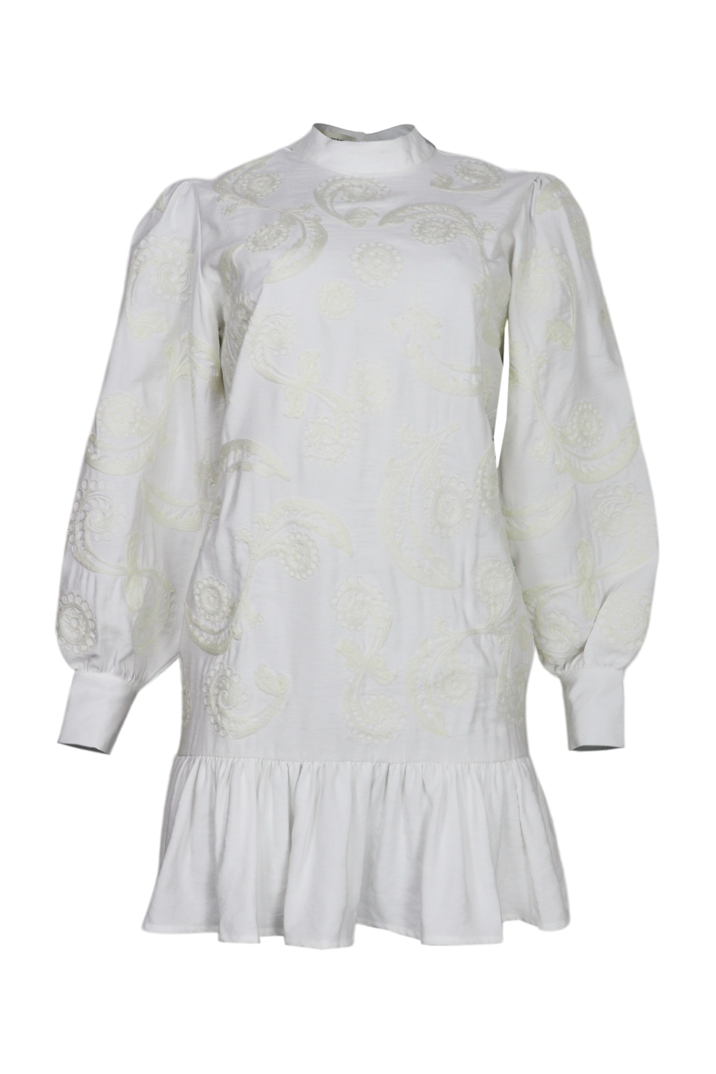 Vestido corto de manga larga color blanco