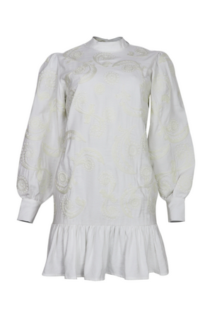 Vestido corto de manga larga color blanco