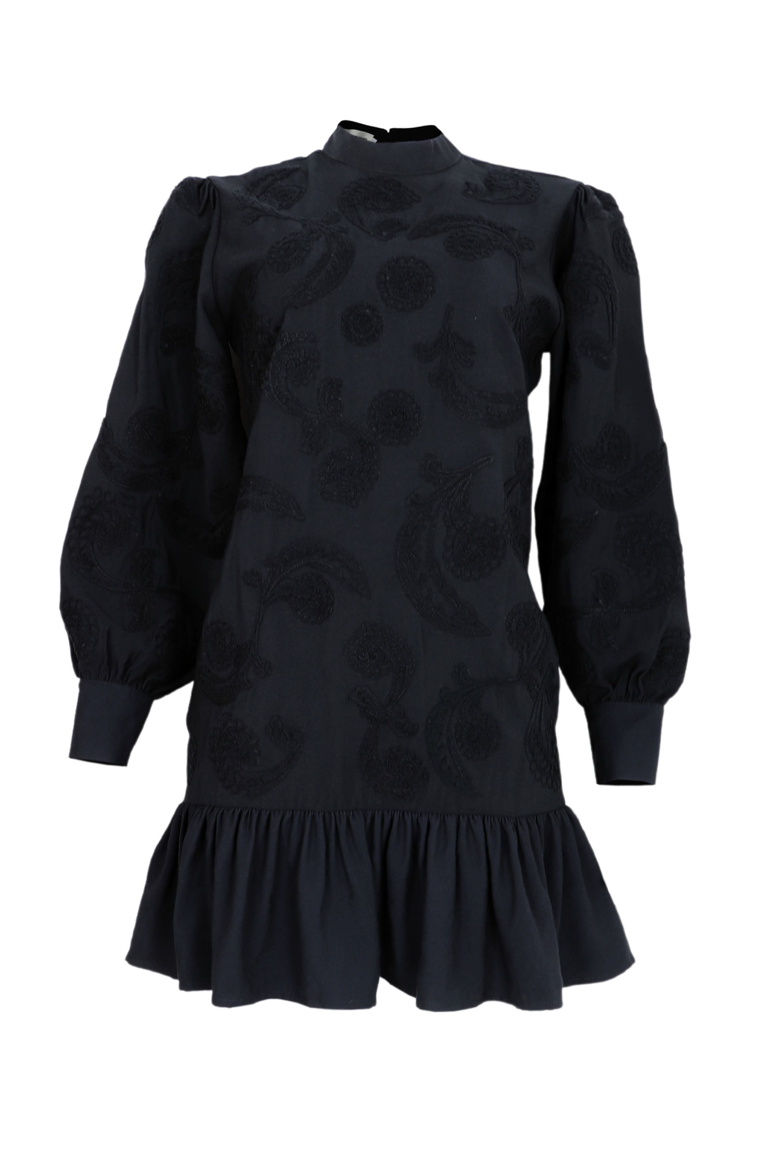 Vestido corto de manga larga color negro