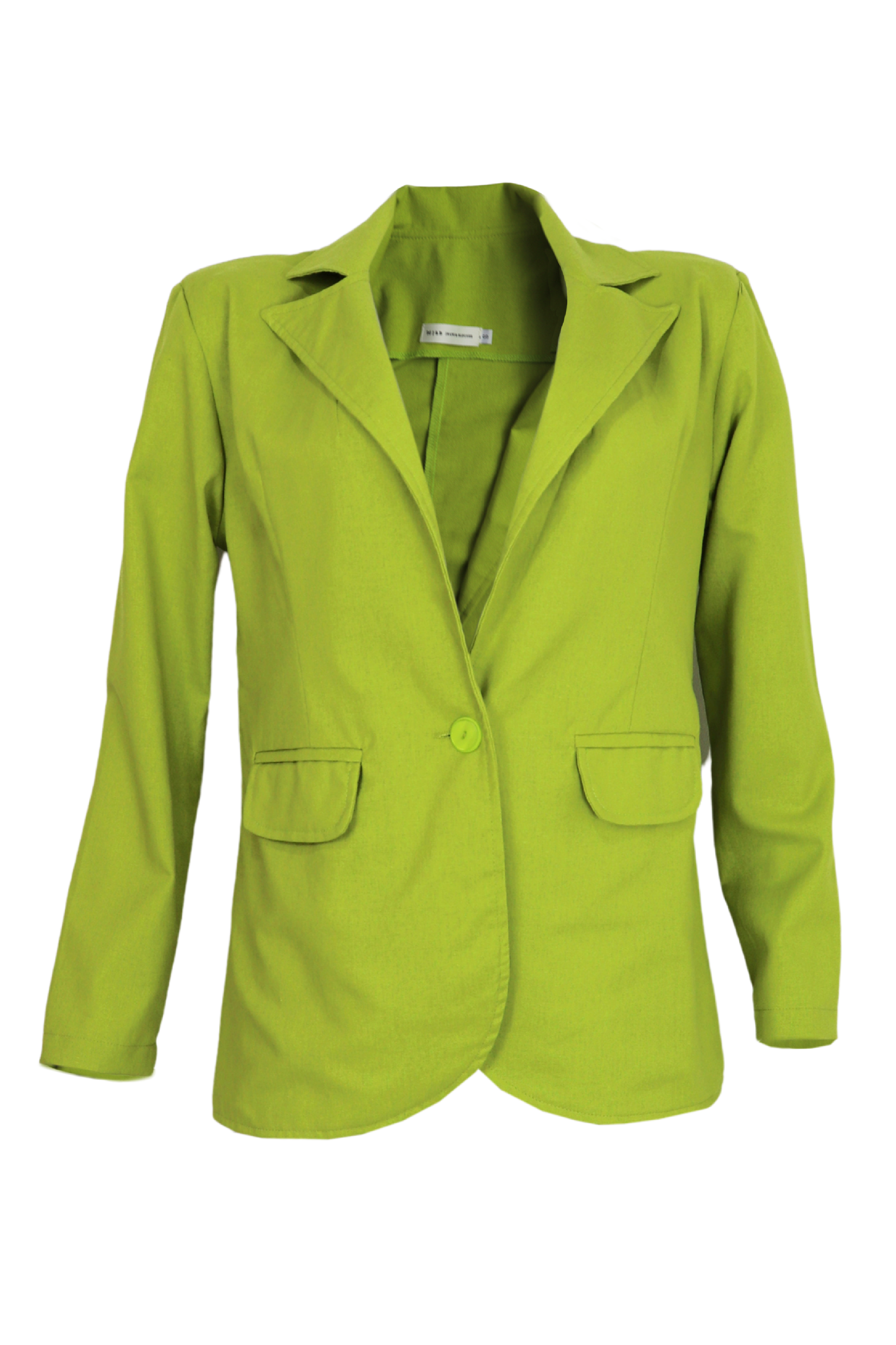 Hermoso blazer con un botón color verde neon