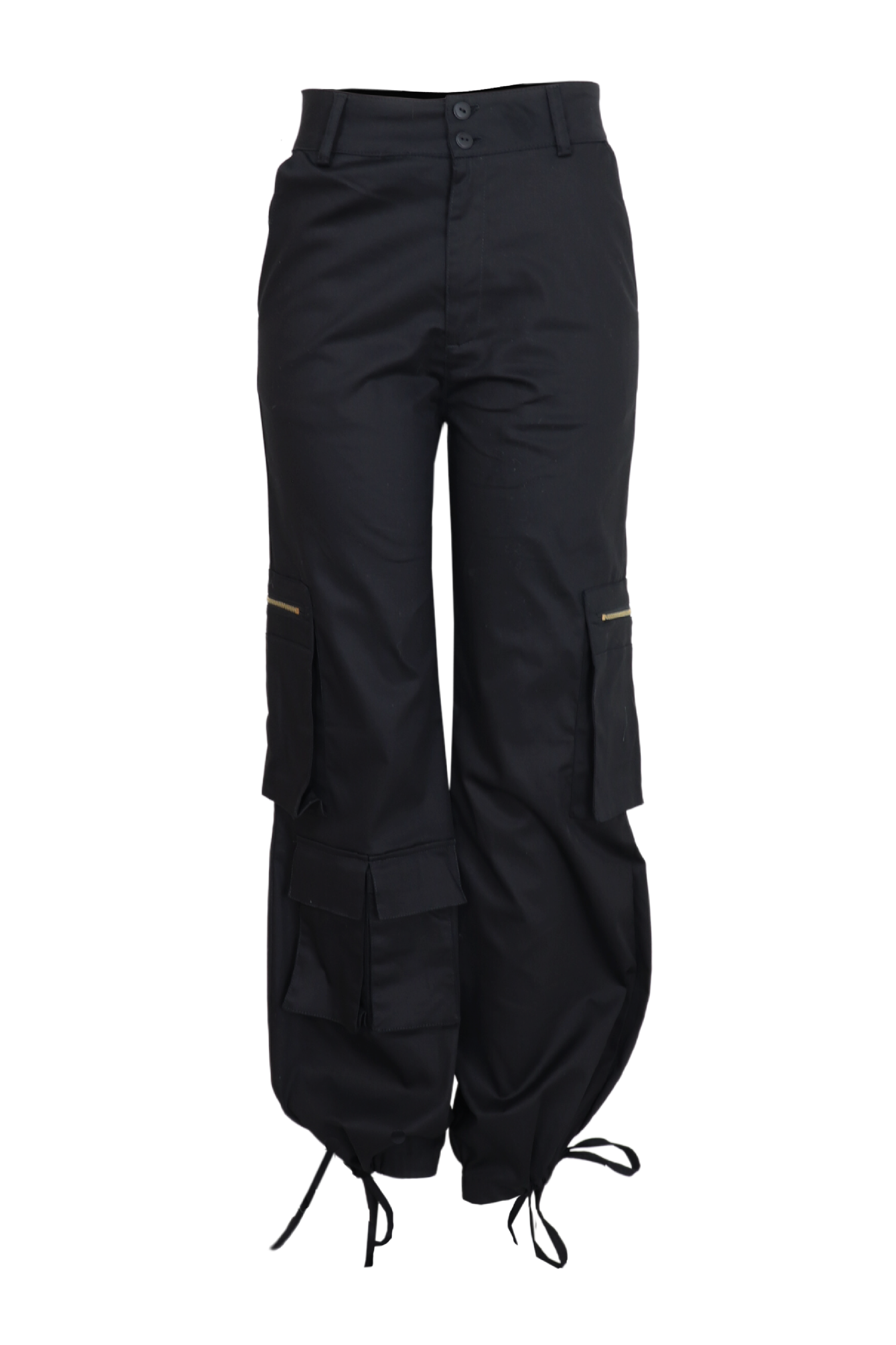 Pantalón cargo con amarre en bota color negro