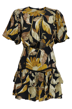 Hermoso vestido corto con un bordado en la parte de adelante color negro