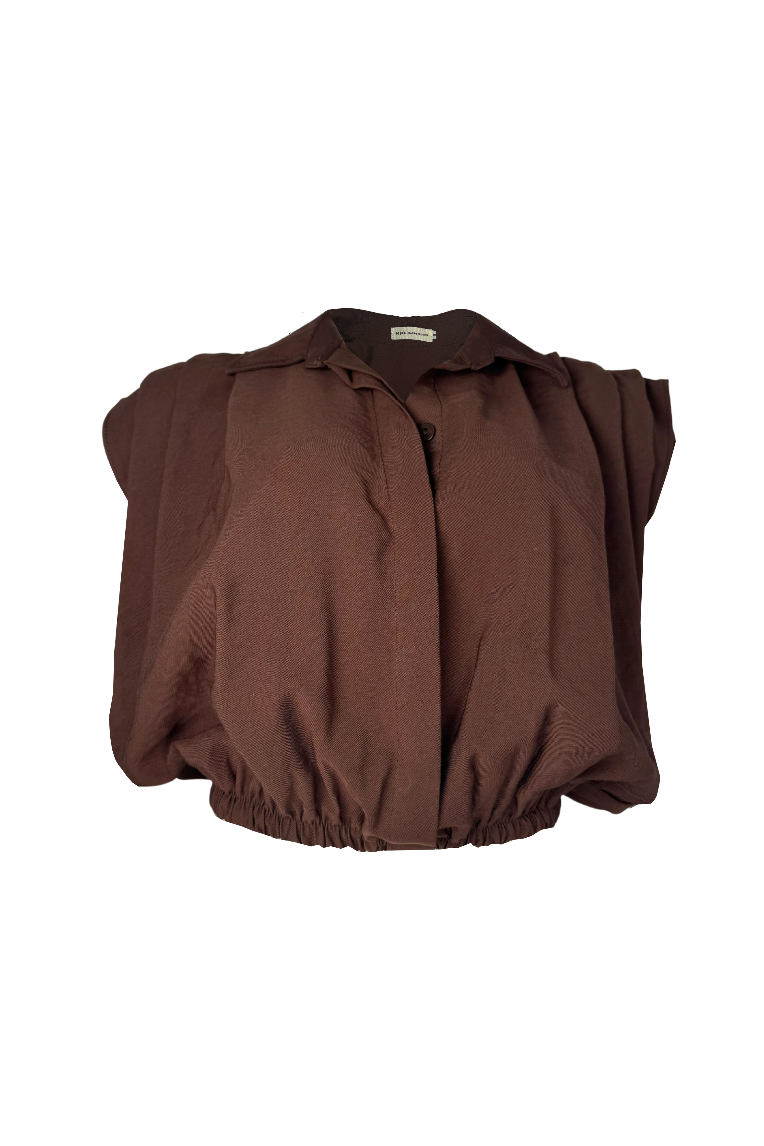 PTJ137730  blusa con cuello color café