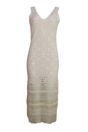 Hermoso vestido en croché color arena