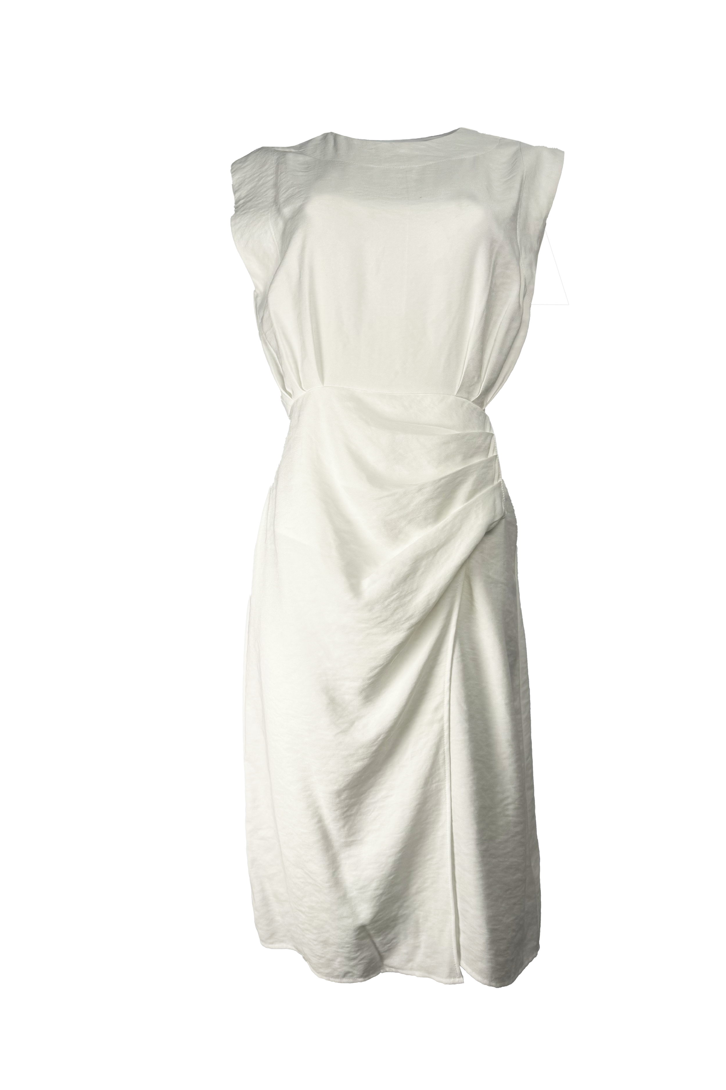 PTJ143730 vestido con recogido en la cintura color blanco
