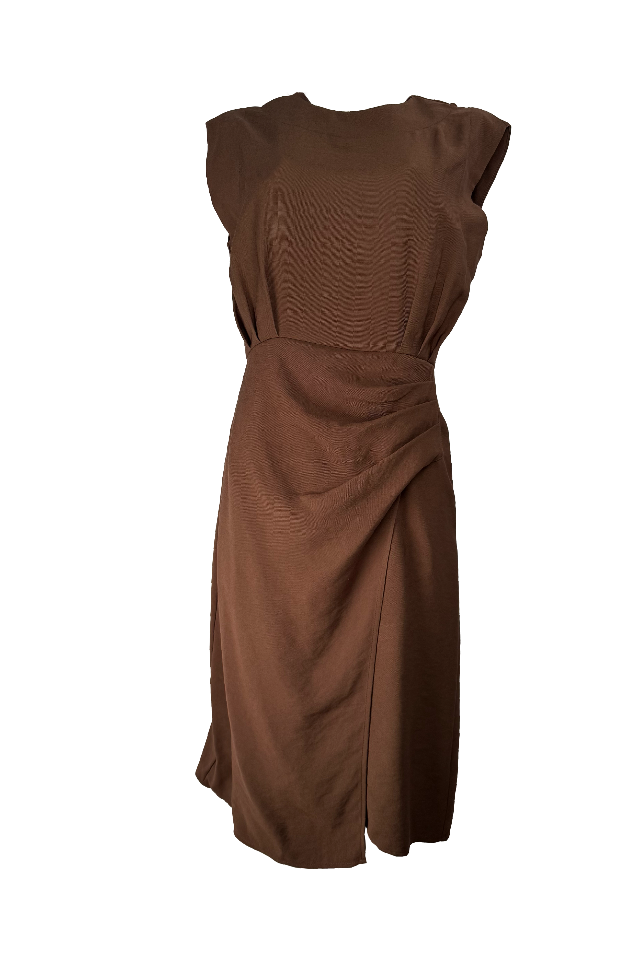 PTJ143730 vestido con recogido en la cintura color café