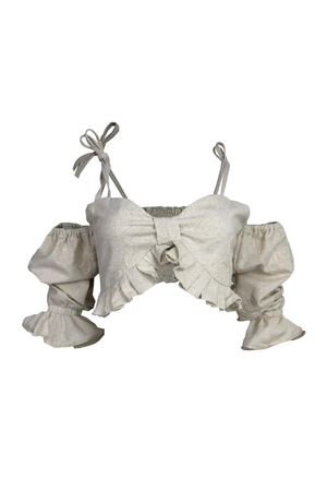 PTJ146110 blusa de tiras bordada arena