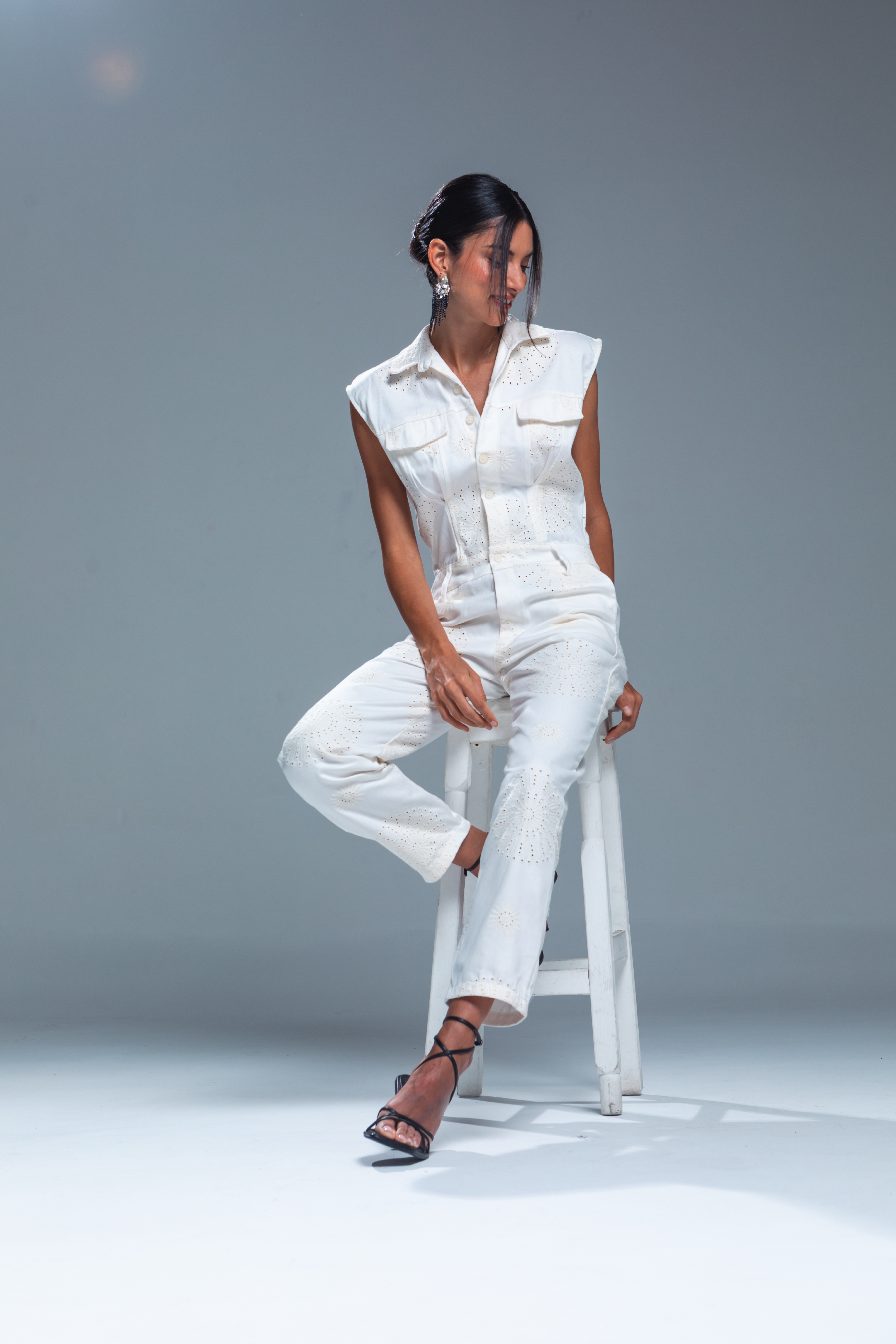 PTJ14690100 enterizo blanco con bolsillos