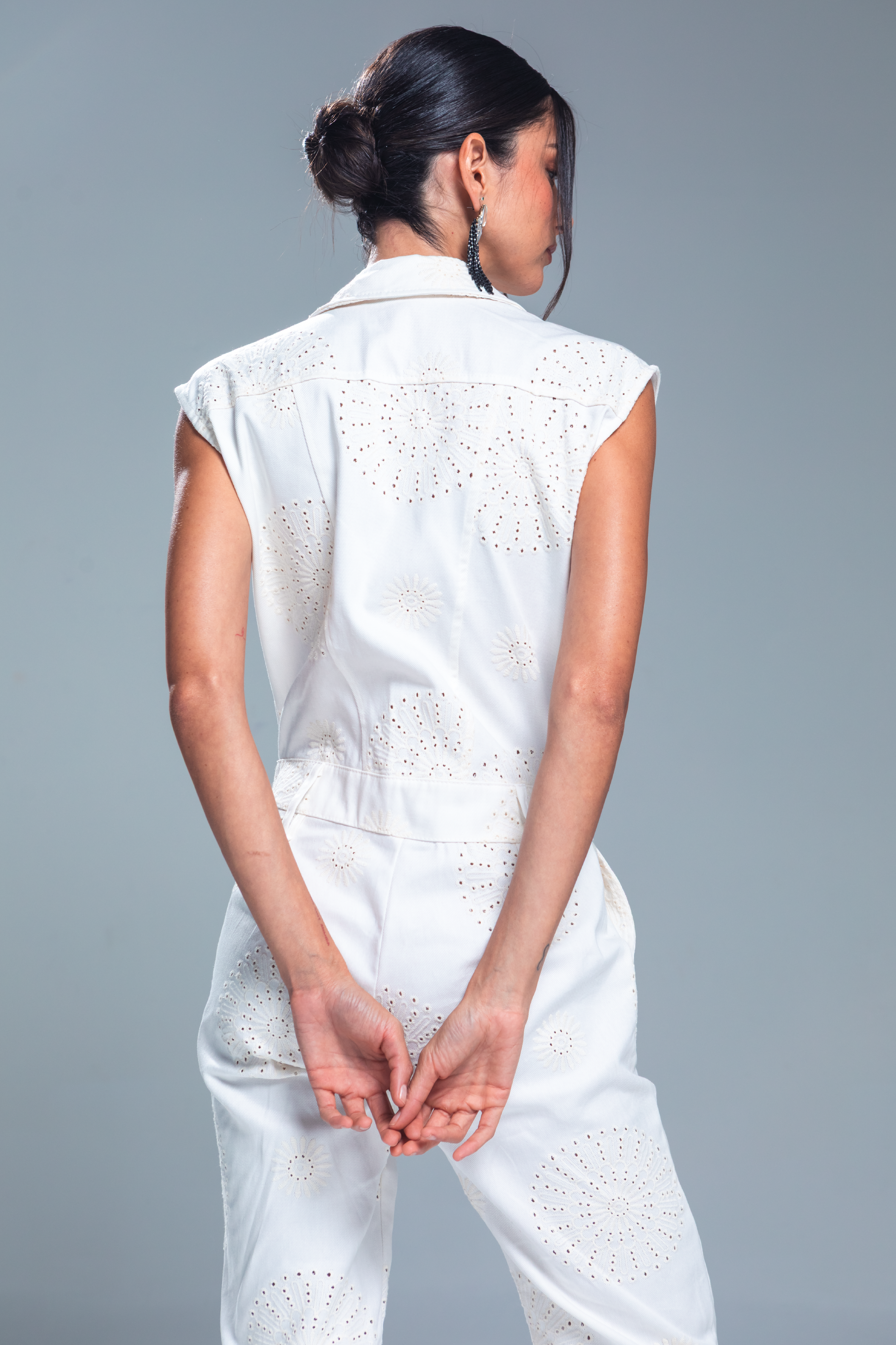PTJ14690100 enterizo blanco con bolsillos
