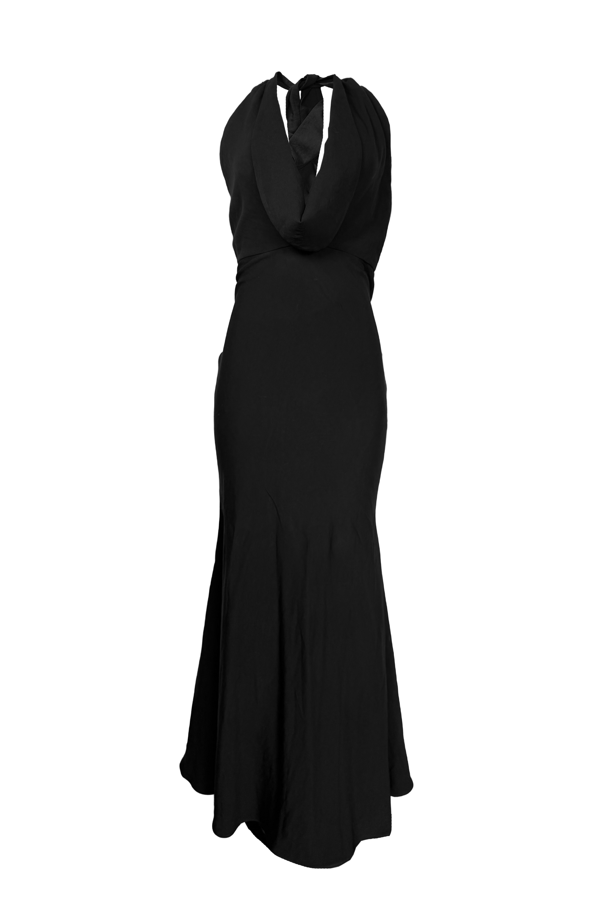 PTJ14803000 vestido largo con escote y espalda con tira larga color negro