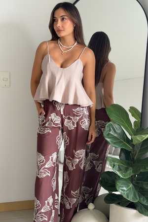 PTJ14813000 blusa de tiras color arena