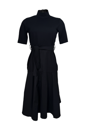 PTJ150029 vestido midi con cinturón y cuello tortuga
