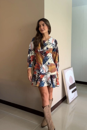 PTJ208112 vestido corto estampado 