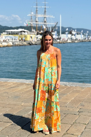 PTJ2195290 vestido midi con tiras estampado