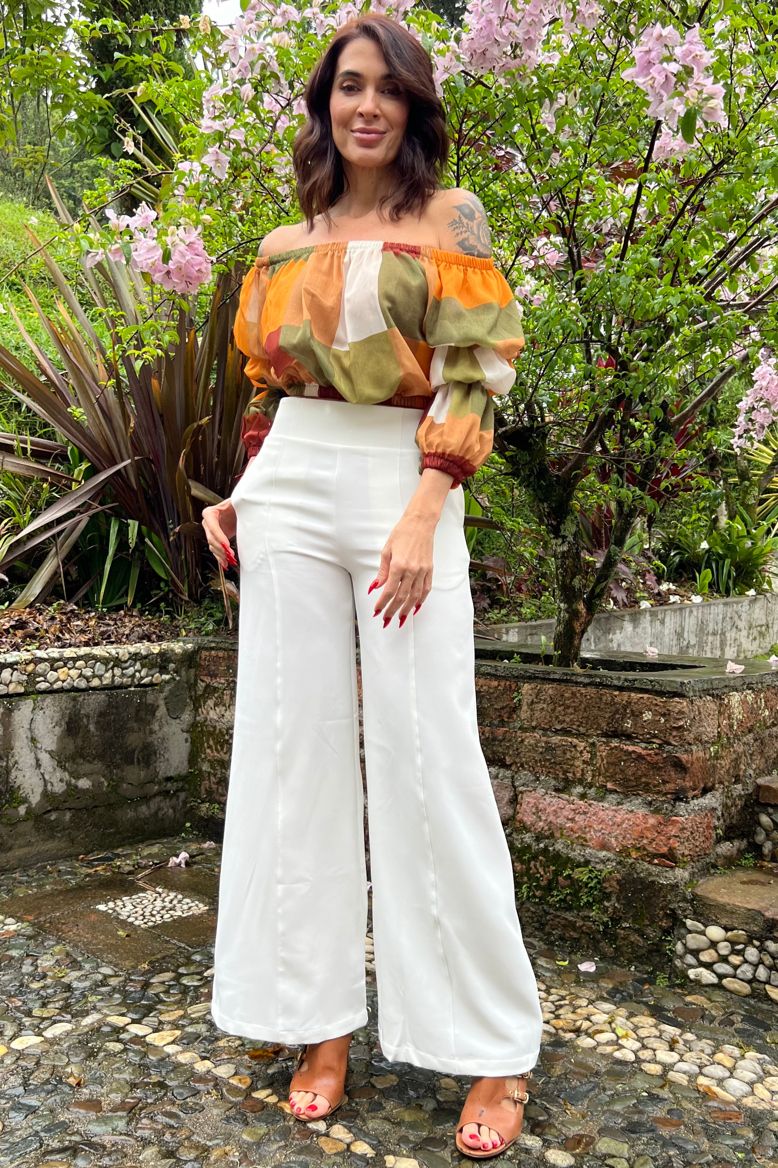 Blusa Escote V Blusa Cuello V Manga Larga Nudo (Exclusiva Pagina)