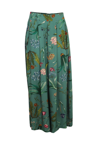 Hermoso pantalón palazzo pamela con estampado floral color verde