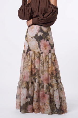 PTJ234329 falda estampada con blusa con mangas