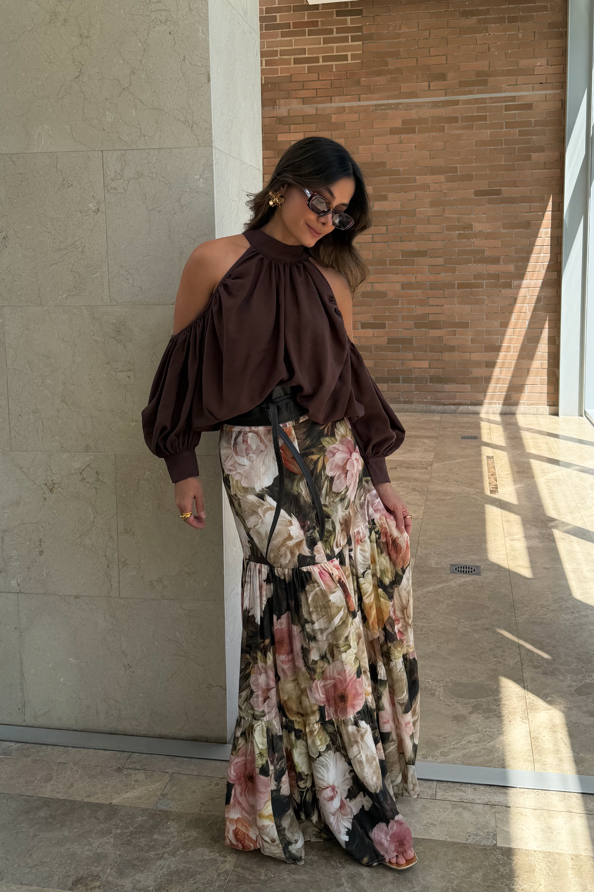 PTJ234329 falda larga con estampado