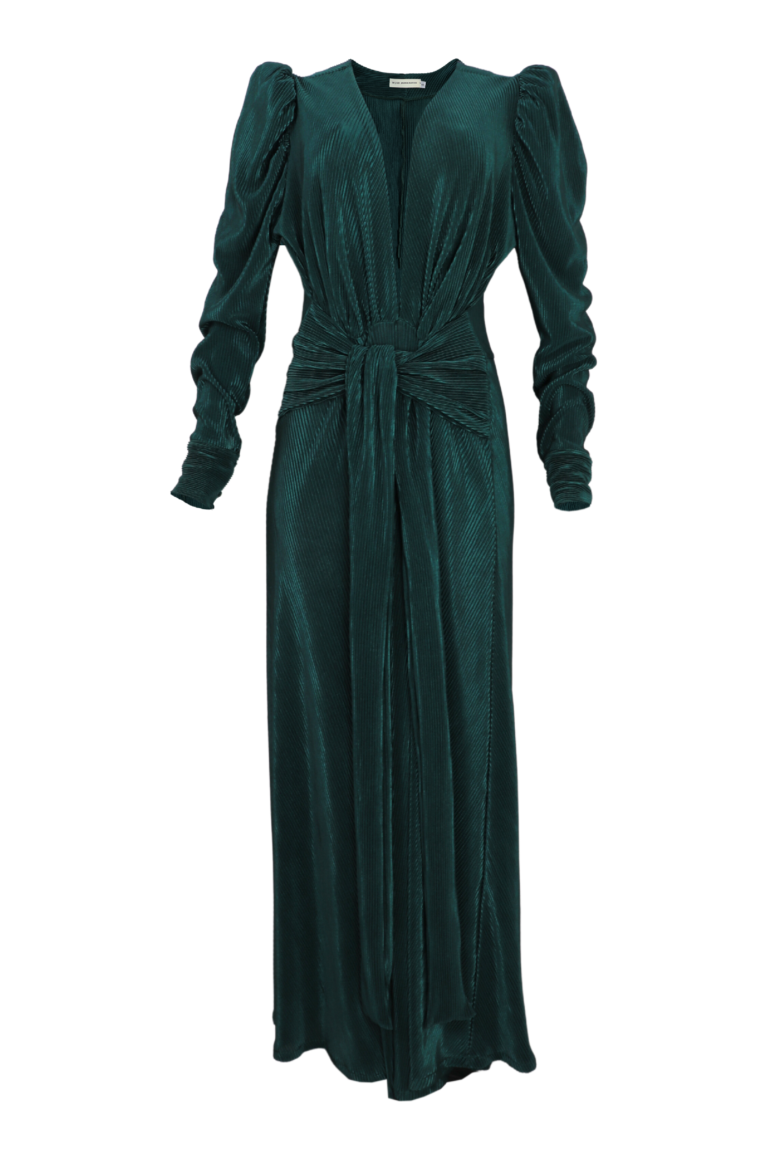 hermoso vestido manga larga con textura color verde