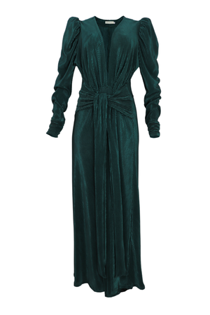 hermoso vestido manga larga con textura color verde