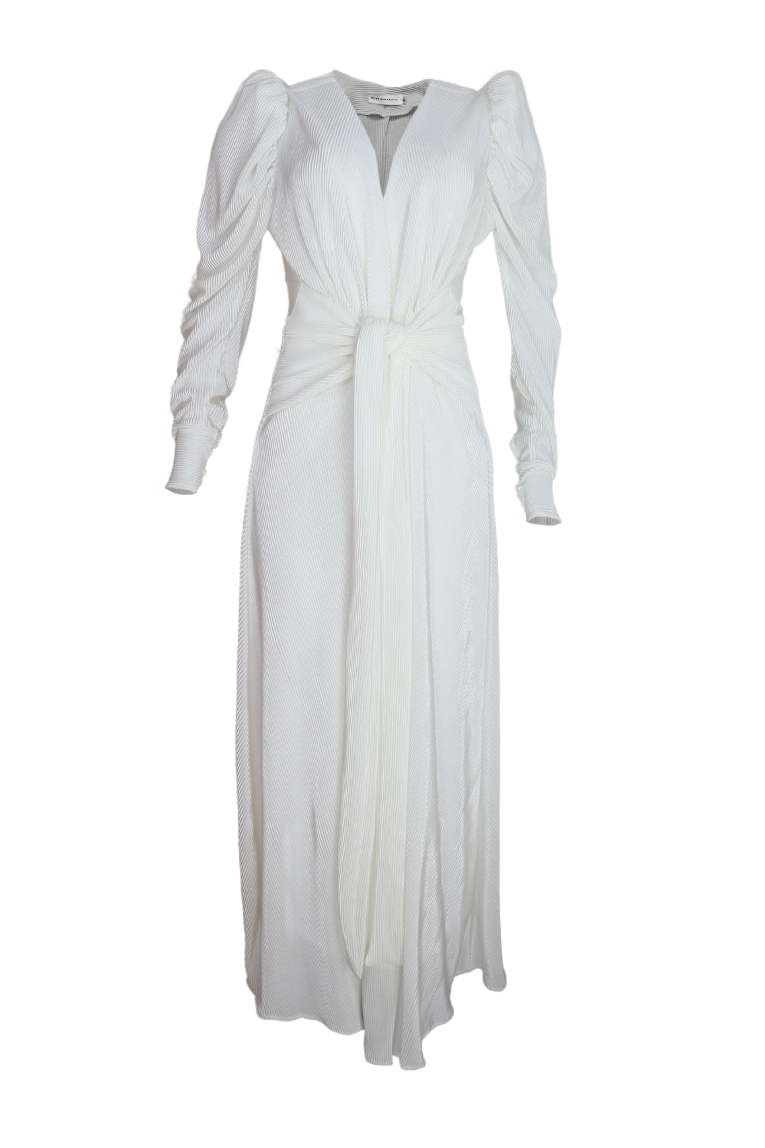 hermoso vestido manga larga con textura color beige