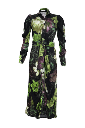 Hermoso vestido largo con cinturon Celia color verde