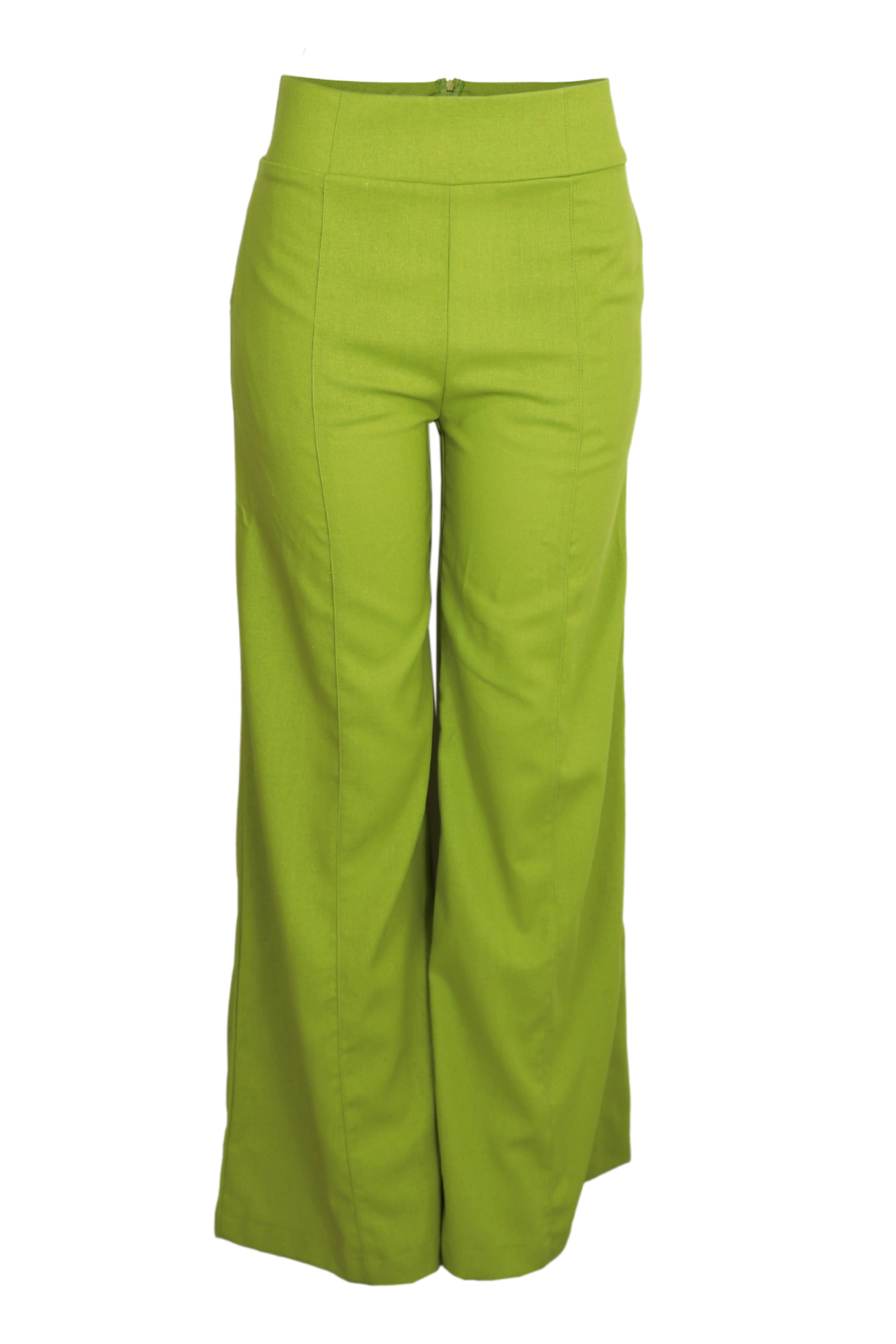 Espectacular Pantalón de lino con venas color verde limon