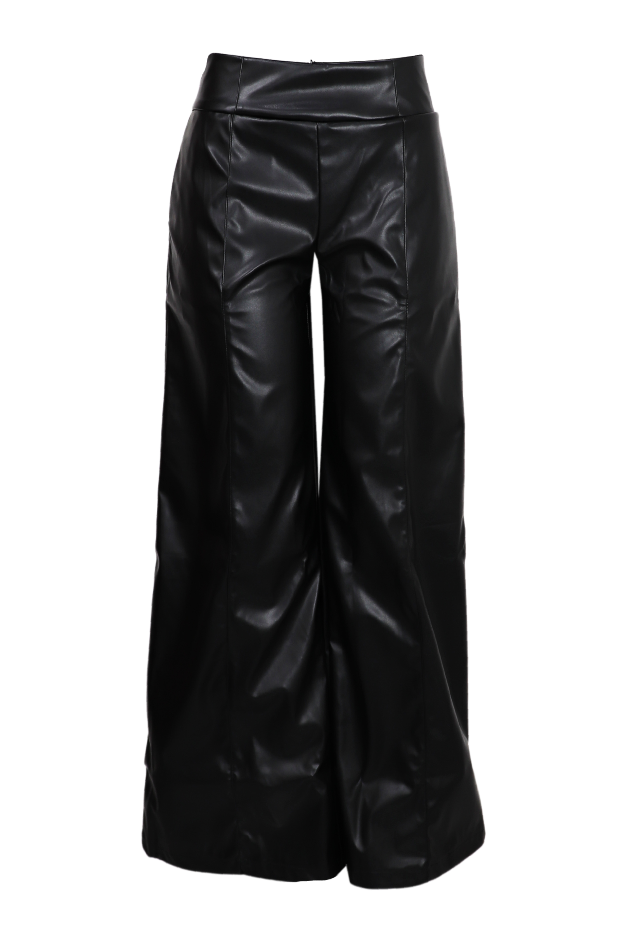 Pantalon bota recta con efecto metalizado color negro