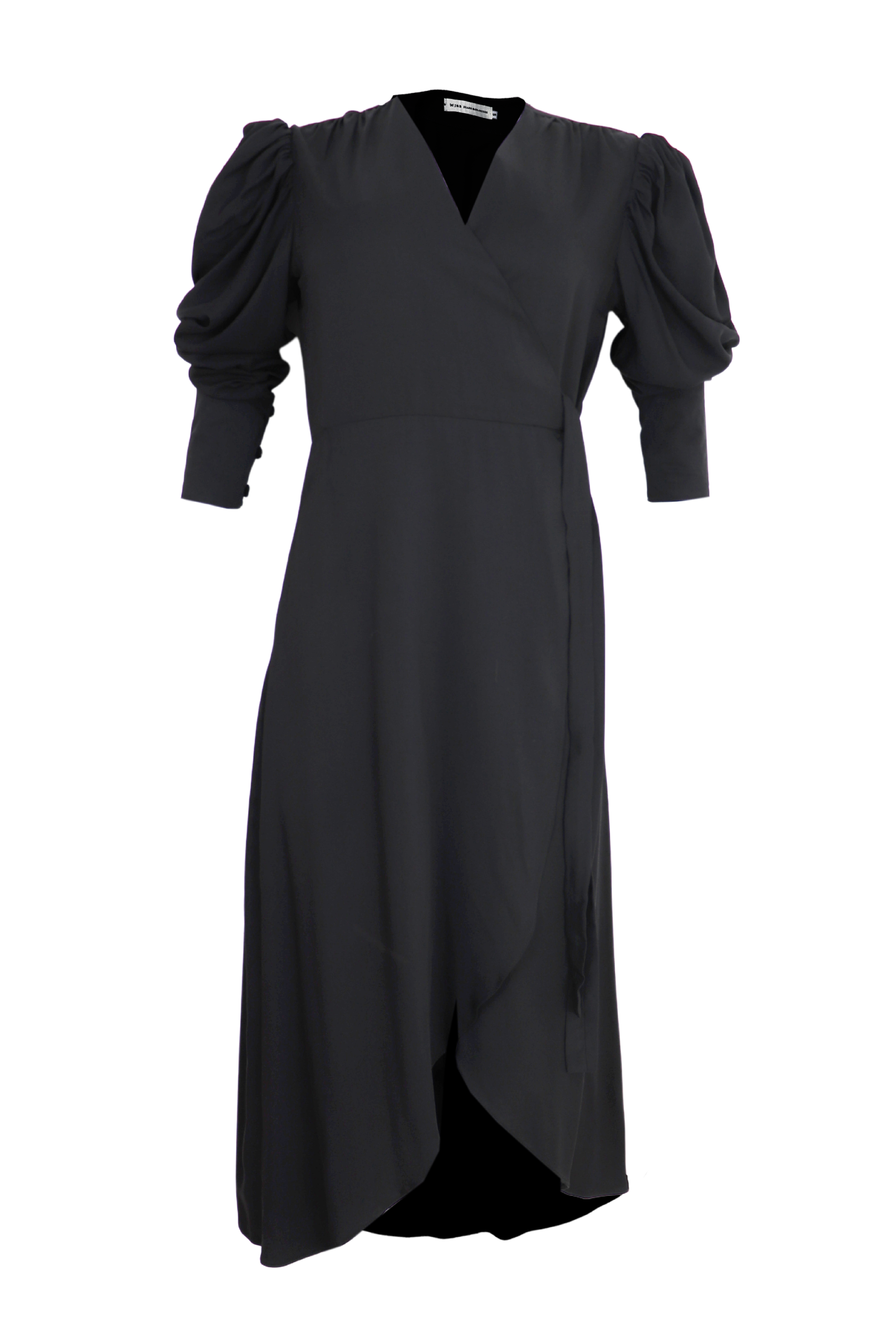 Vestido midi manga larga color negro