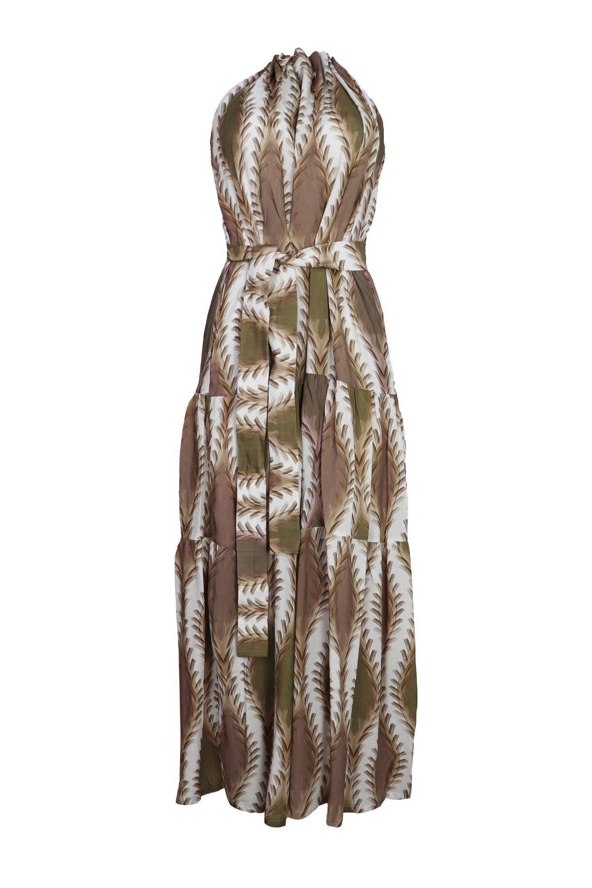Vestido cuello halter color beige