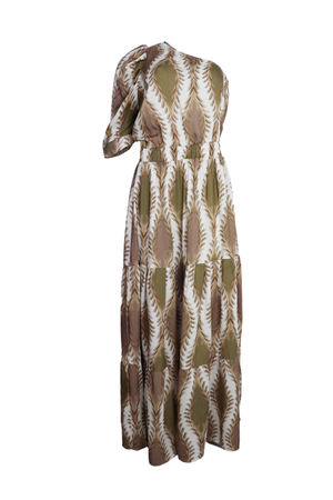 Vestido asimétrico con estampado hermoso color beige