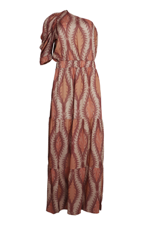 Vestido asimétrico con estampado hermoso color salmon