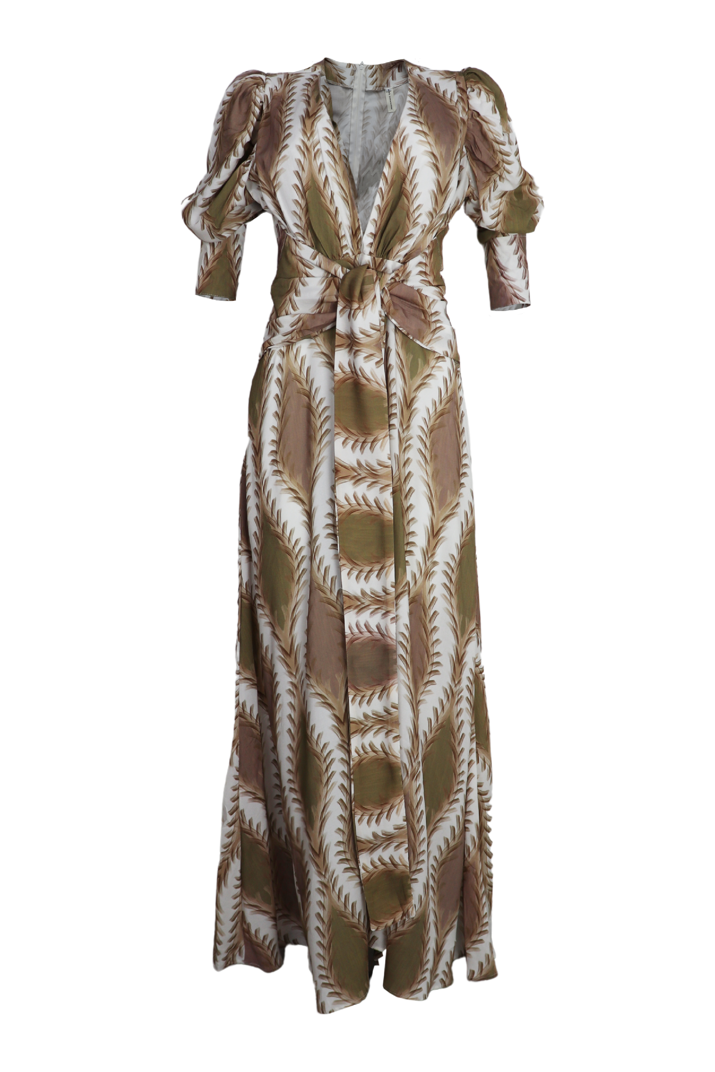 Hermoso vestido manga larga con lazos para ajustar color beige