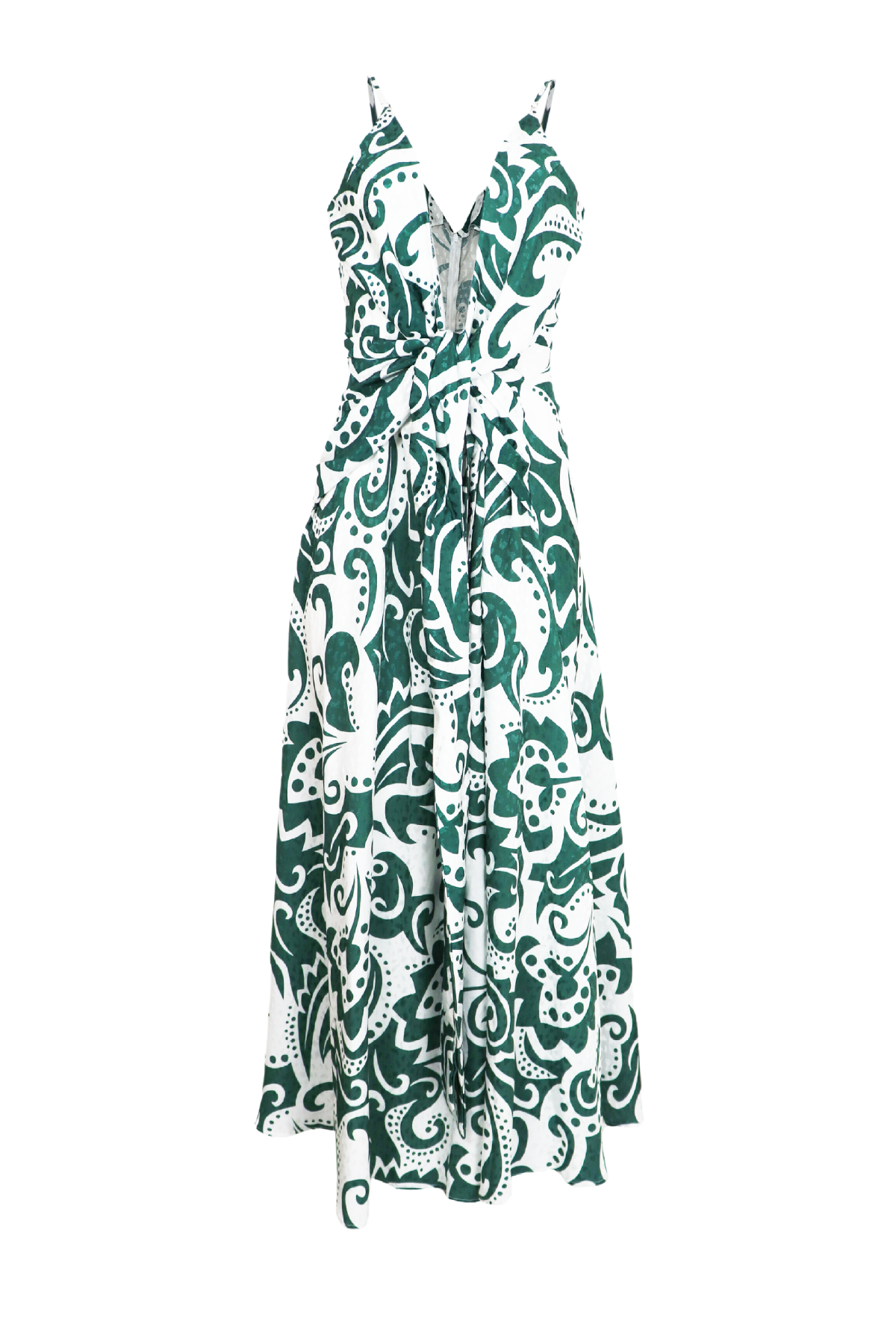 Hermoso vestido con escote profundo jade