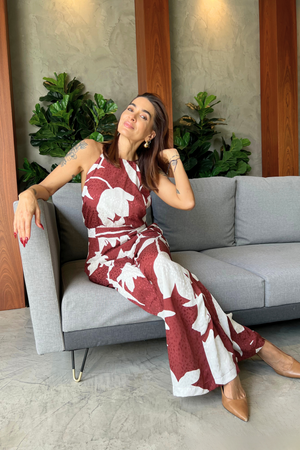 Enterizo con estampado Maffe color vinotinto