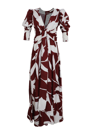 Hermoso vestido manga larga con escote y lazos para ajustar cintura