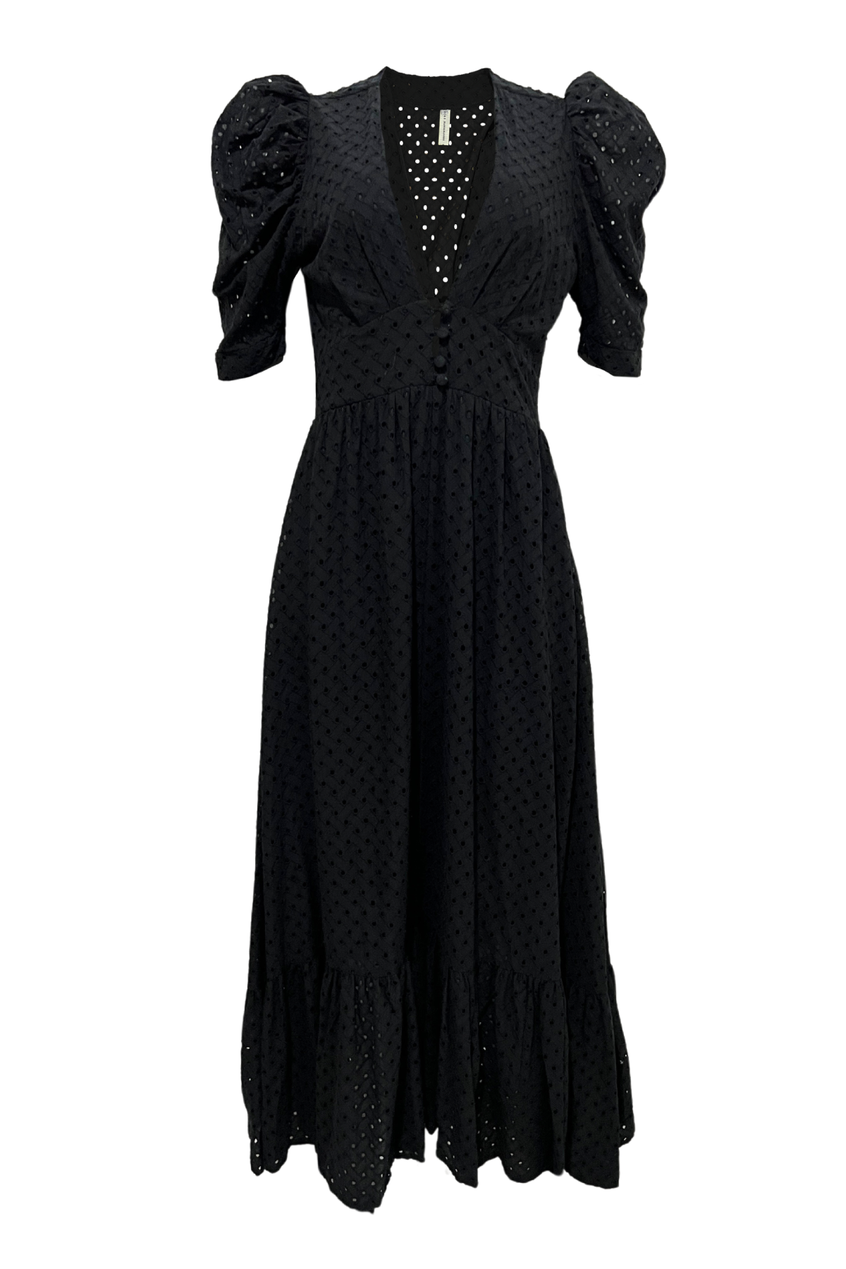 Hermoso vestido negro largo en ojalillo color negro