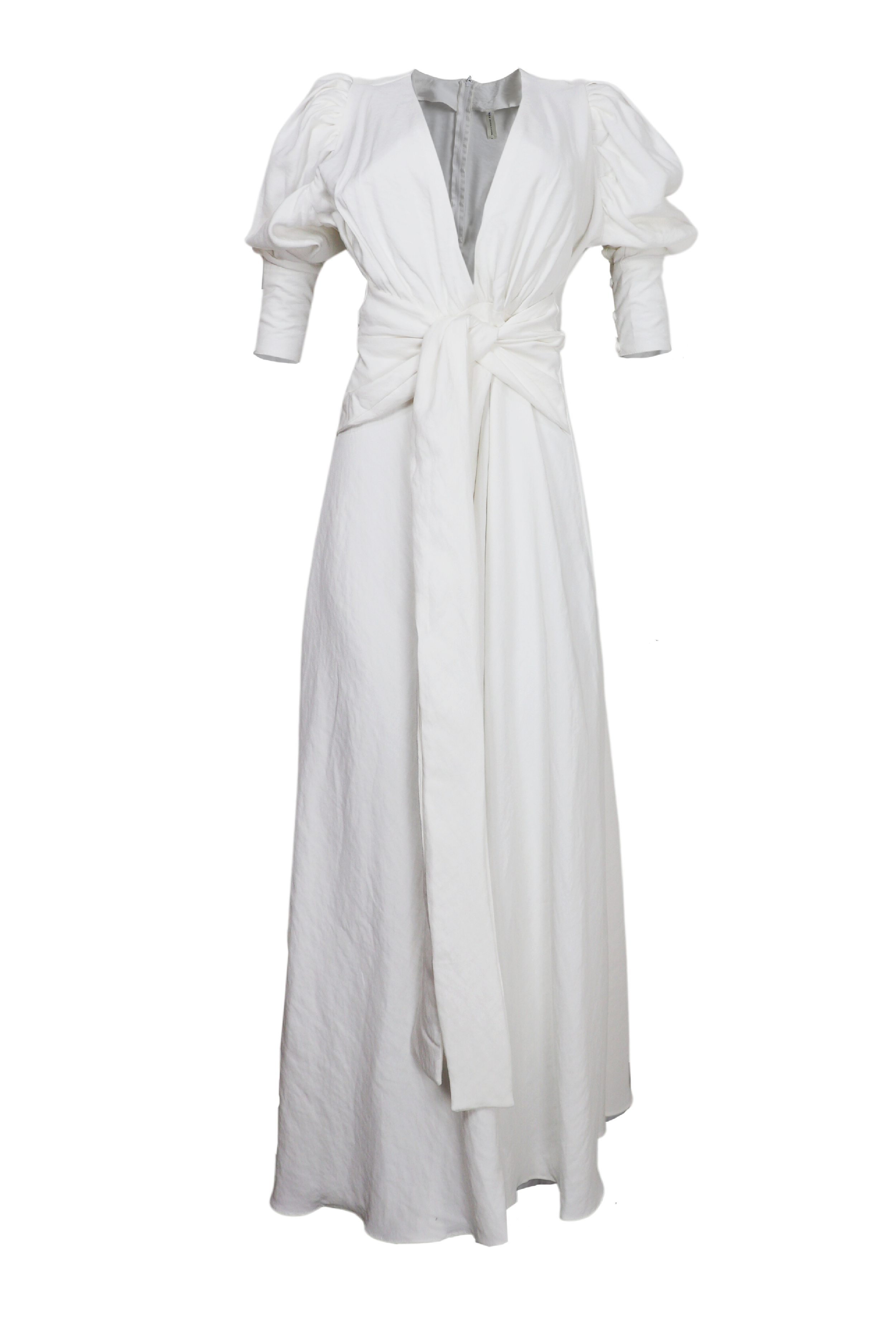 Elegante vestido largo manga larga color blanco